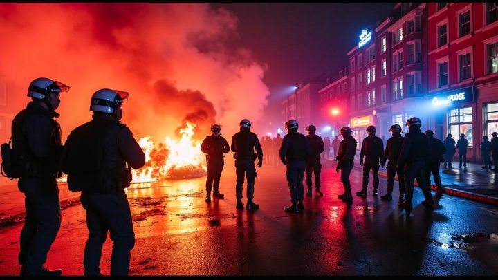 Rioting breaks out for second night near Belfast as masked protesters clash with police