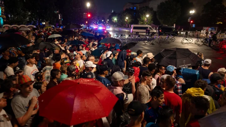 Anger and confusion as Trump keeps July 4 MAGA crowd waiting in rain for more than an hour