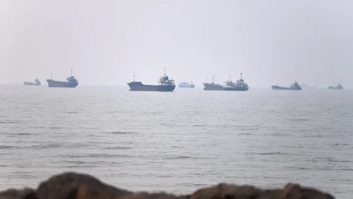 Tanker set ablaze after being struck by projectile in the Strait of Hormuz off the coast of Oman