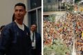 Cristiano Ronaldo celebrates with fans outside Toronto hotel after World Cup win